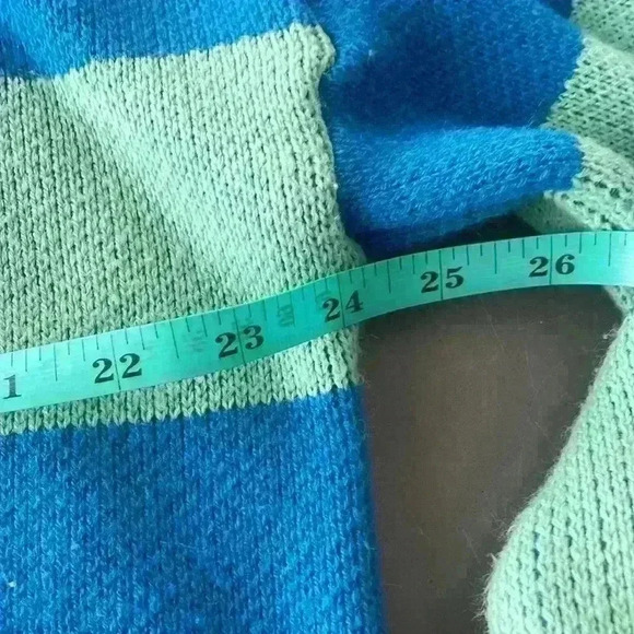 Topshop Blue Knitted Crew Neck Oversized Yin Yang Pullover Sweater Size 4-6 - Picture 6 of 9